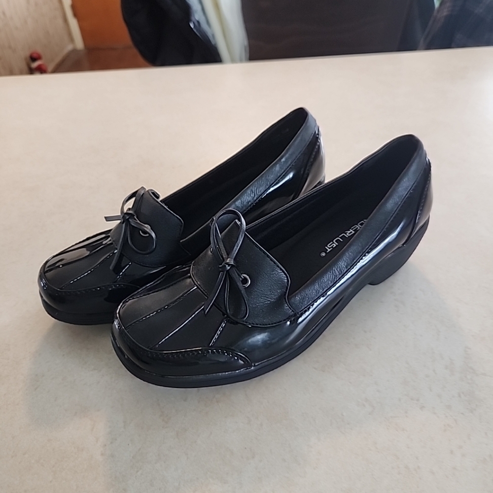 NEW Wanderlust Women's Sz 6.5W Black Vegan Patent Leather Topsider Duck Shoes - Picture 10 of 11